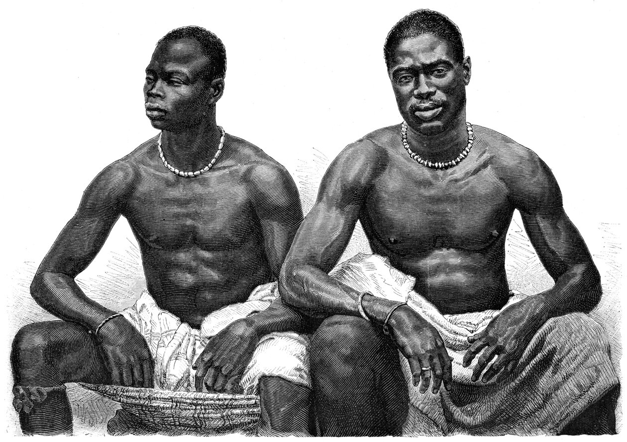 To mænd fra Assinie, Guinea, c1860-1920. af Jean Andre Rixens