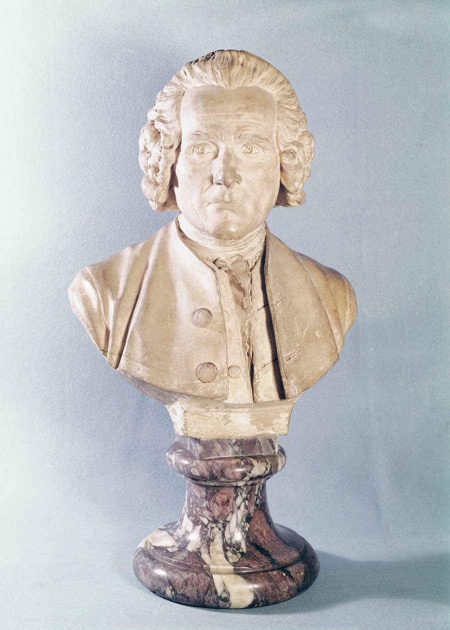 Buste af Jean-Jacques Rousseau (1712-78) (marmor) af Jean Antoine Houdon