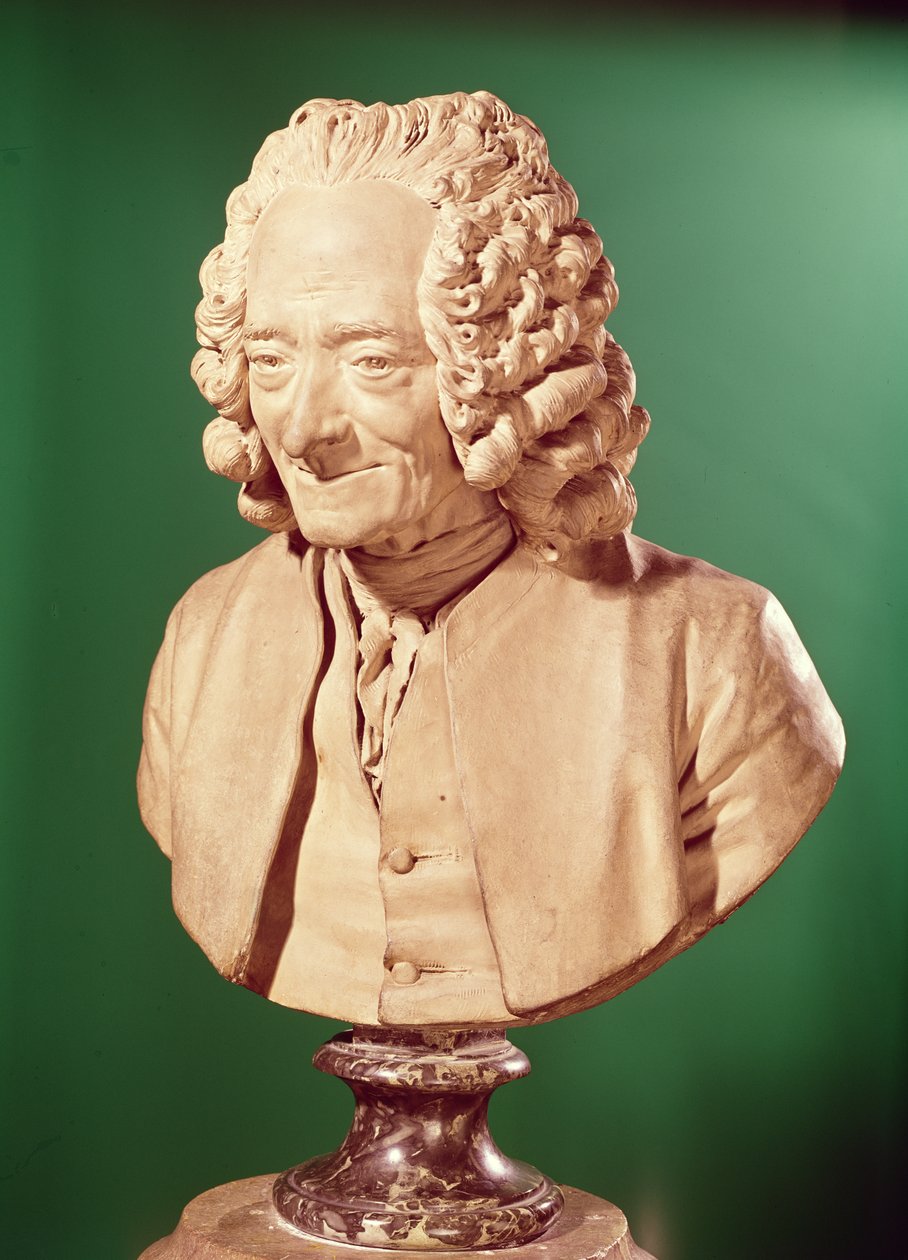 Buste af Voltaire (1694-1778) af Jean Antoine Houdon
