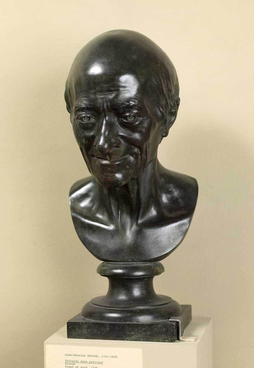 Buste af Voltaire (1694-1778) 1778 (bronze) af Jean Antoine Houdon