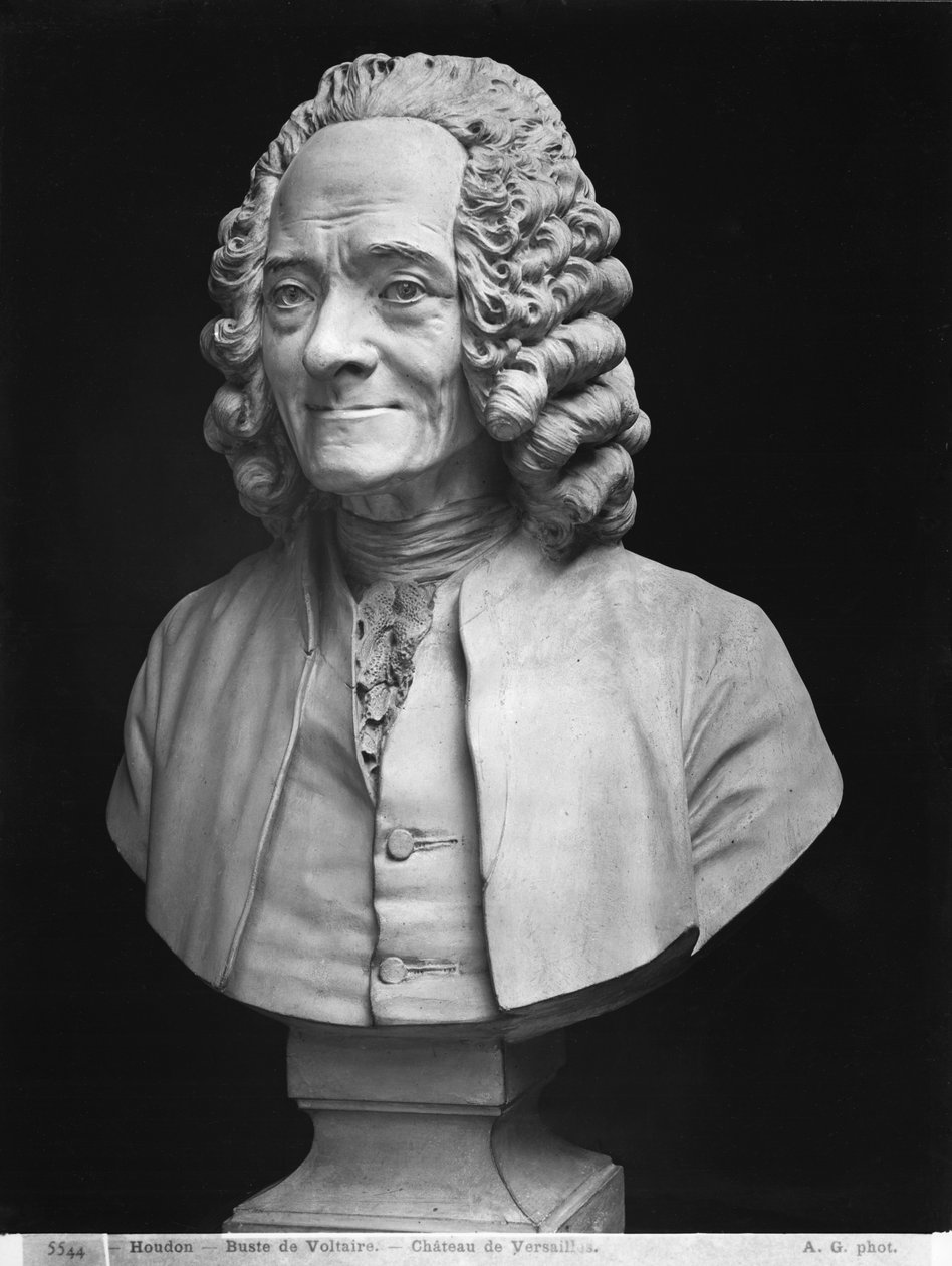 Buste af Voltaire (marmor) af Jean Antoine Houdon