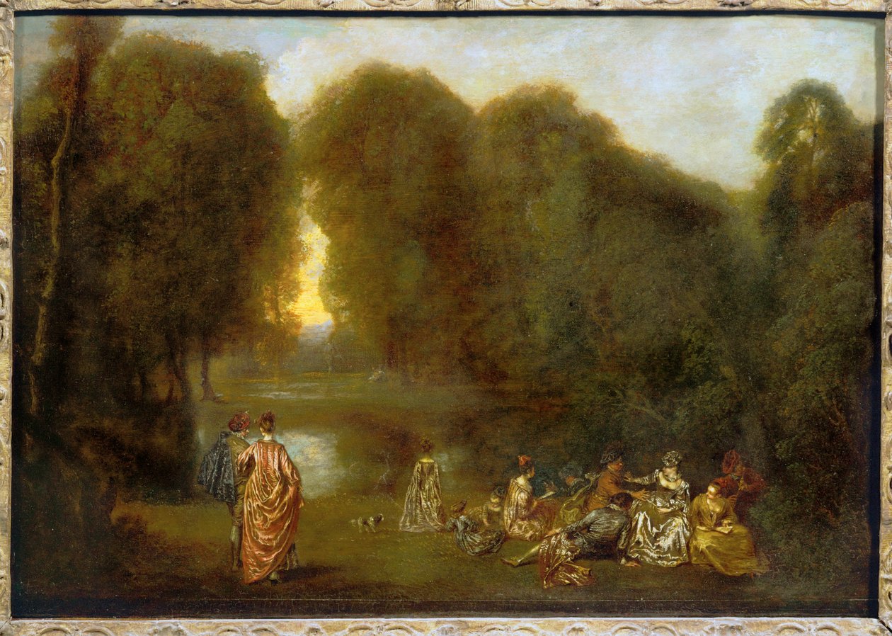 Samlet i en park ... af Jean Antoine Watteau