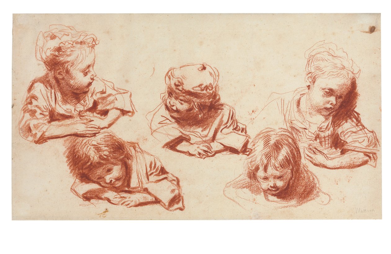 Fem undersøgelser af børn af Jean Antoine Watteau