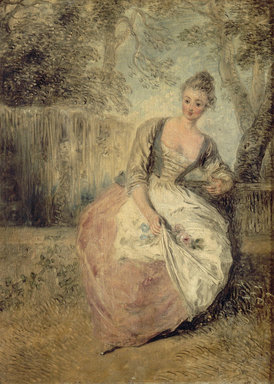 Den bekymrede mantis, 1716-1720 af Jean Antoine Watteau