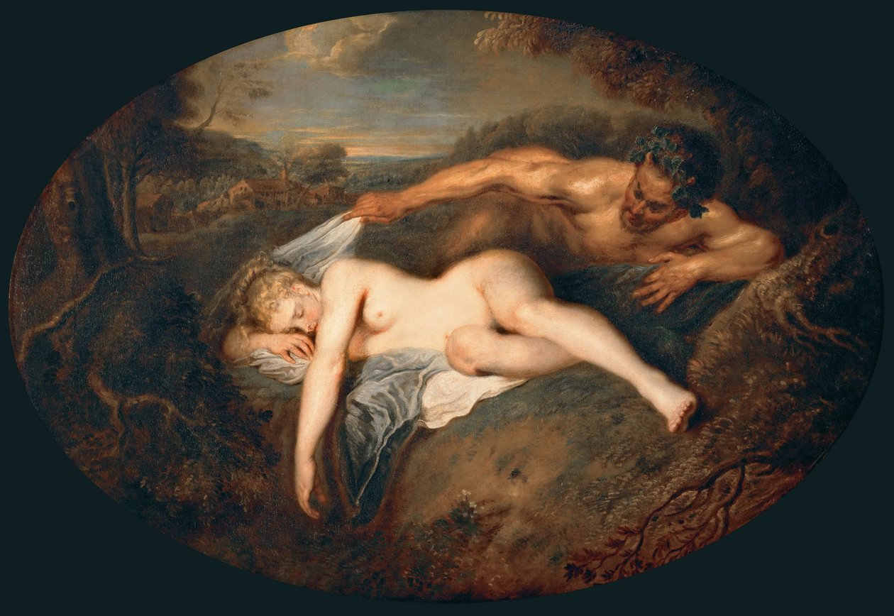 Nymfe og Satyr Jupiter og Antiope af Jean Antoine Watteau