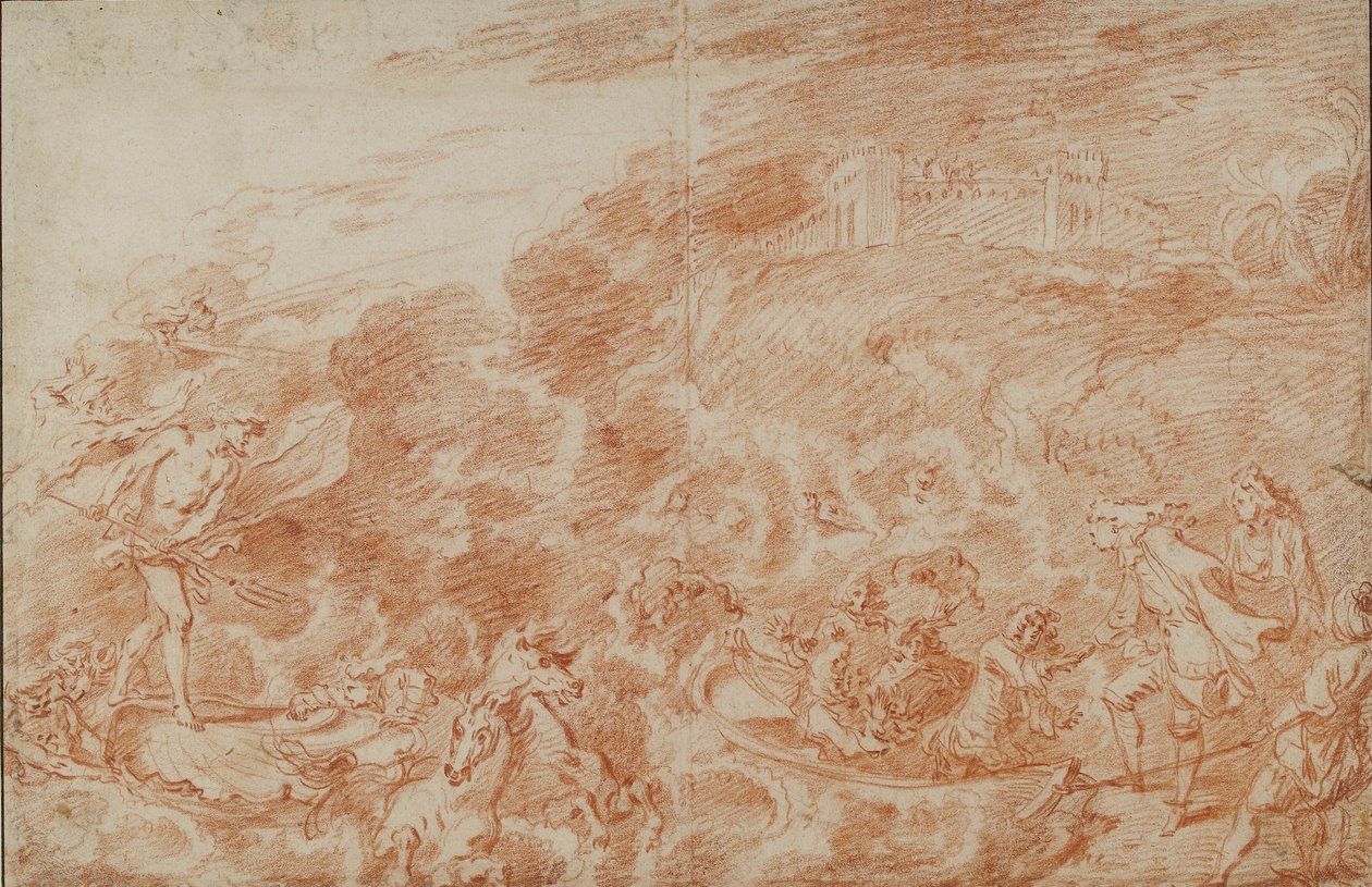 Storm på havet, 1700-tallet af Jean Antoine Watteau