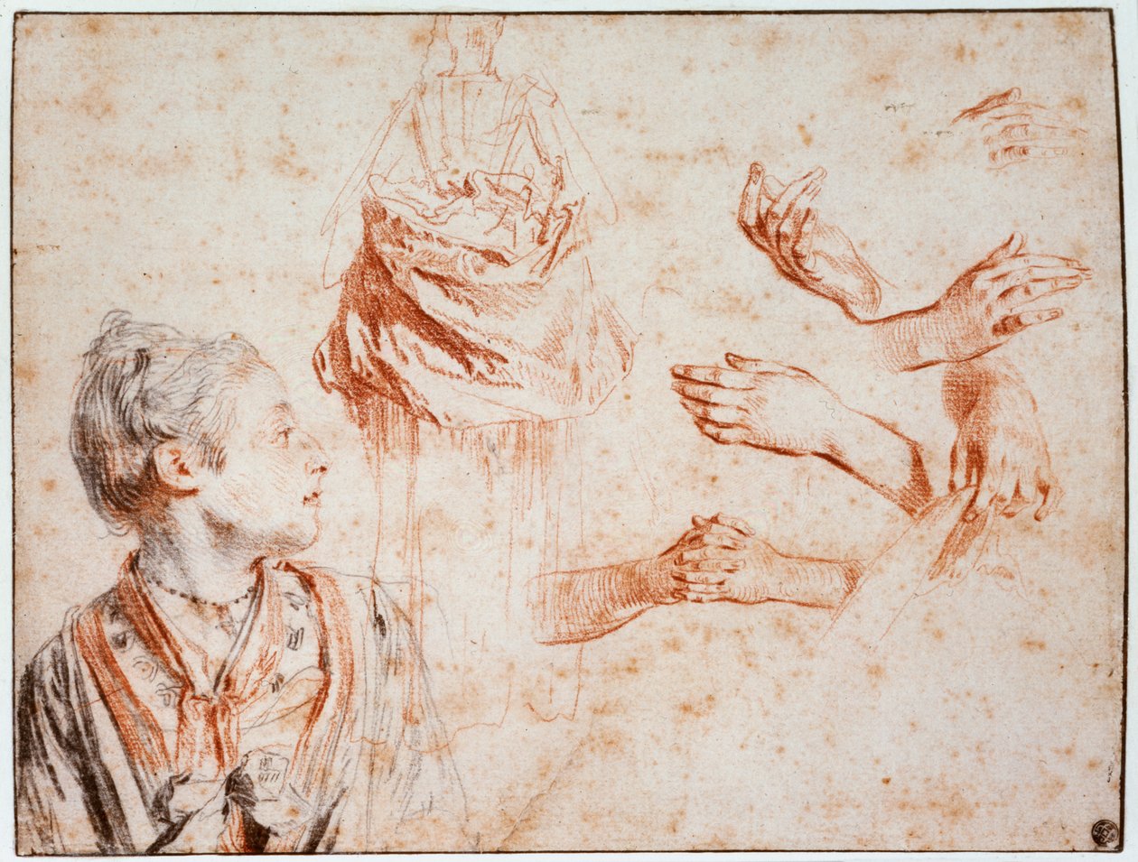 Studie, 1716-1718 af Jean Antoine Watteau