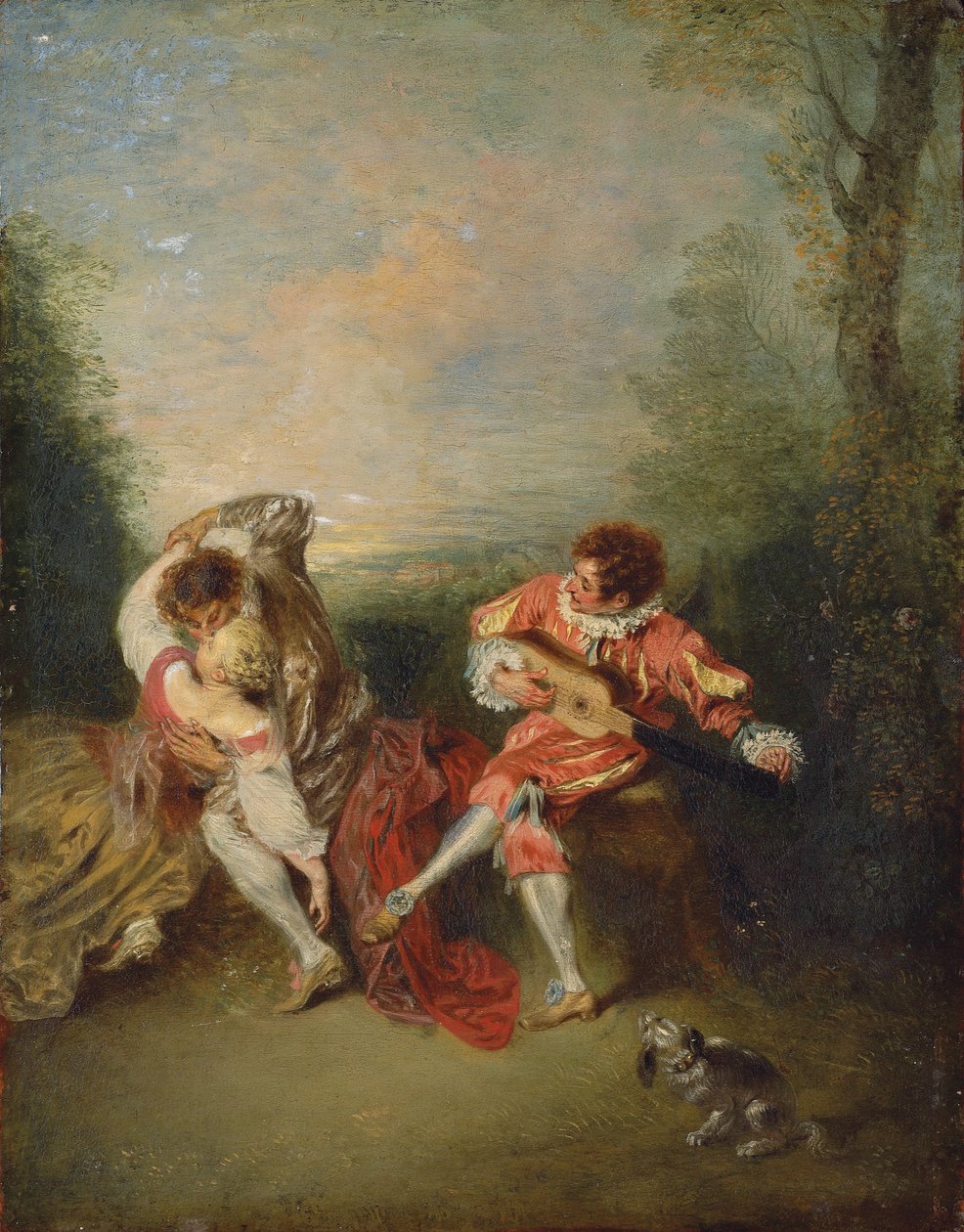 The Surprise (olie på panel) af Jean Antoine Watteau