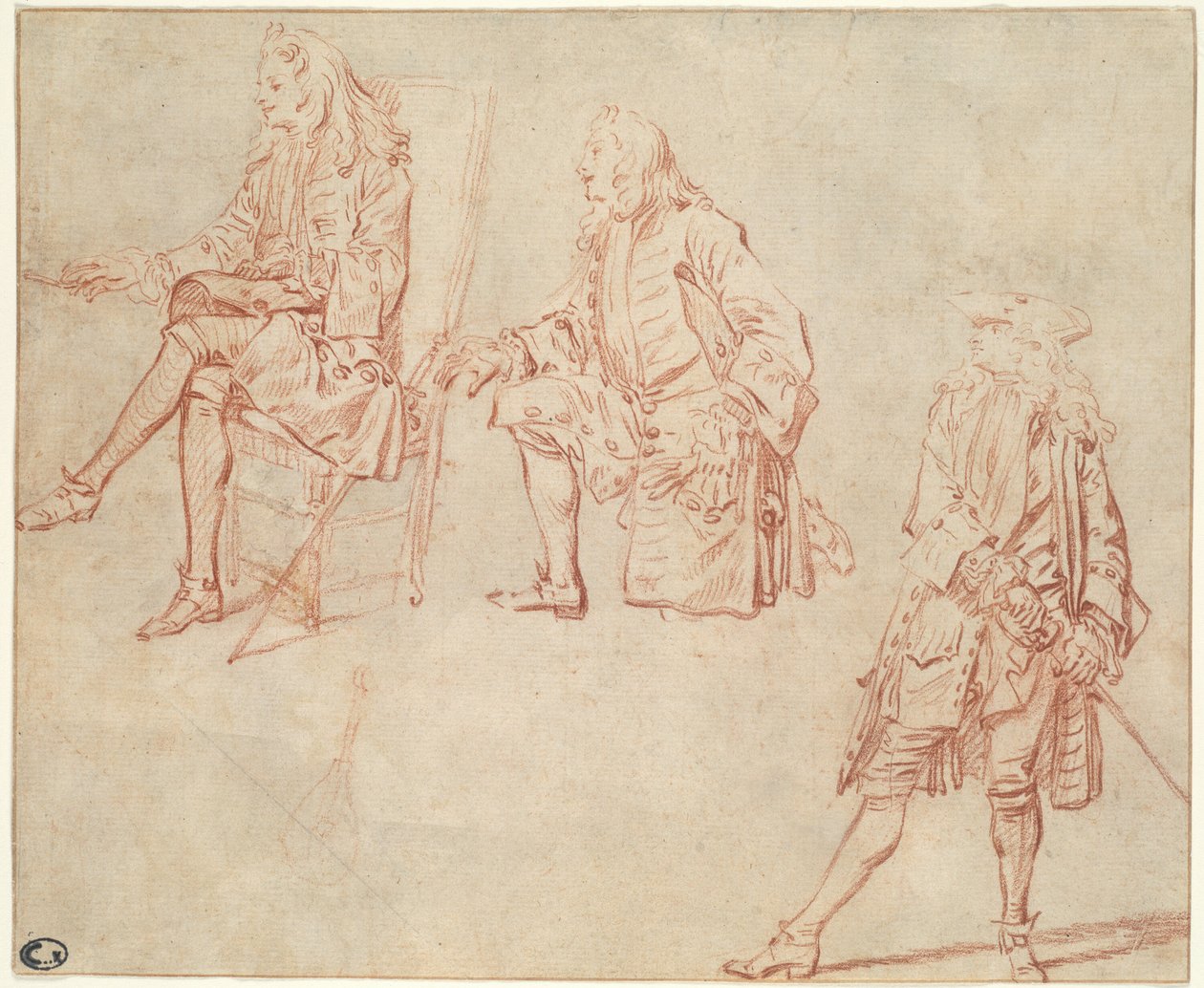 Tre studier af en gentleman af Jean Antoine Watteau