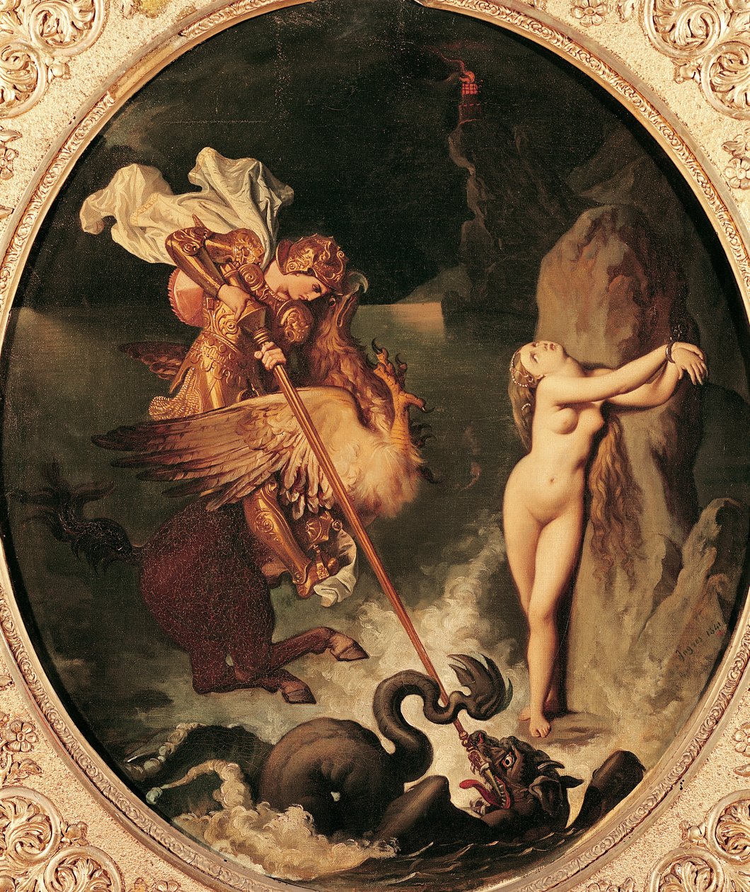 Ruggiero redder Angelica af Jean Auguste Dominique Ingres