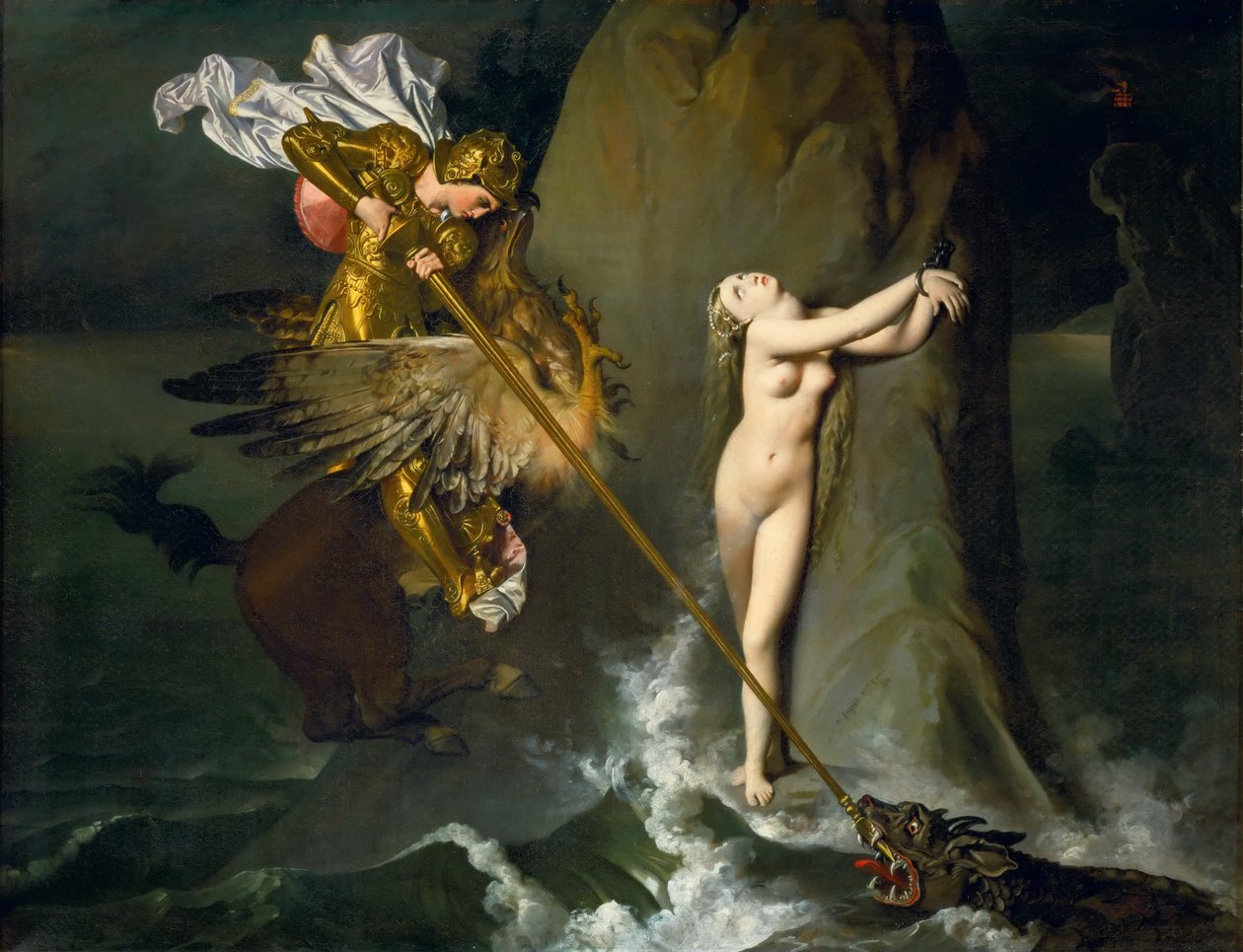 Ruggiero redder Angelica af Jean Auguste Dominique Ingres