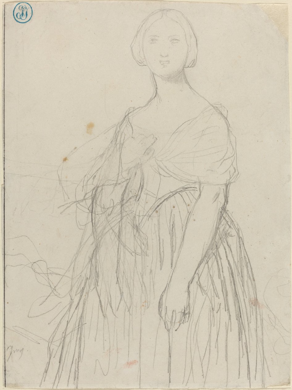 Skitse til Madame Moitessier af Jean Auguste Dominique Ingres