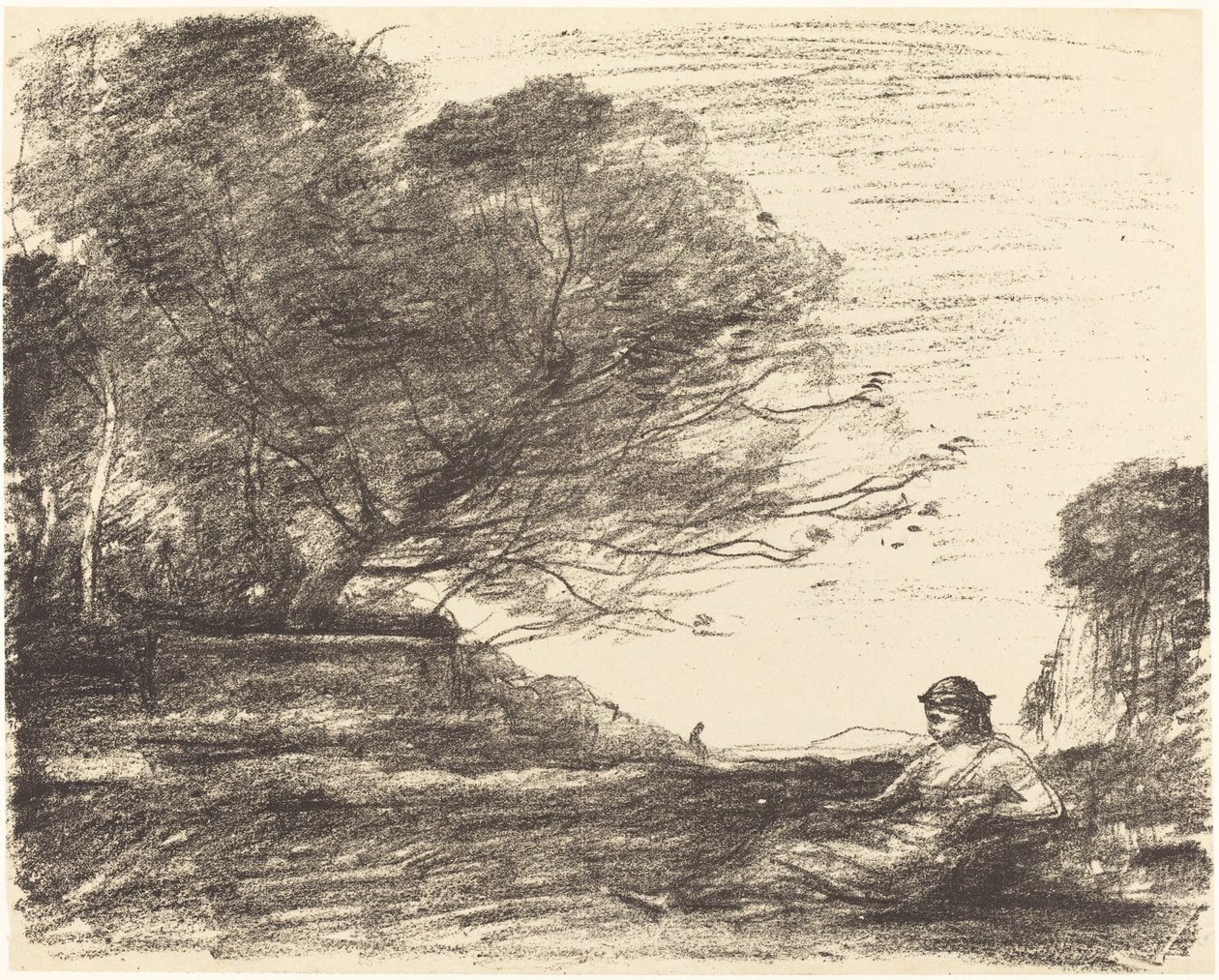 Sappho (Sapho) af Jean Baptiste Camille Corot