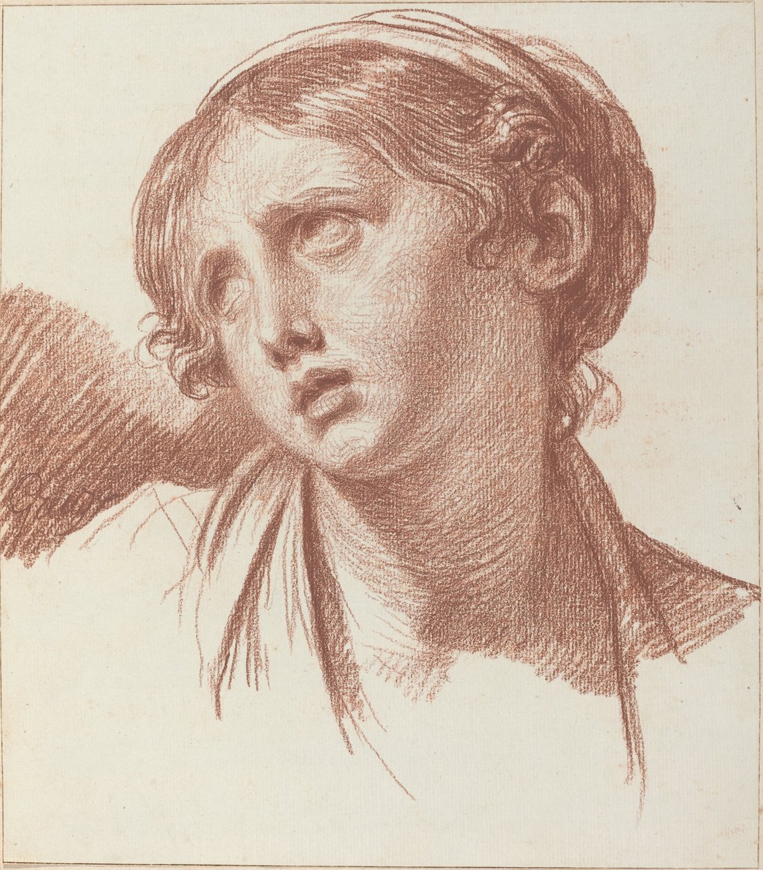 En ung pige, der kigger opad af Jean Baptiste Greuze