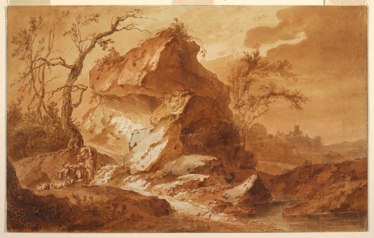 Et bjergrigt landskab af Jean Baptiste Huet
