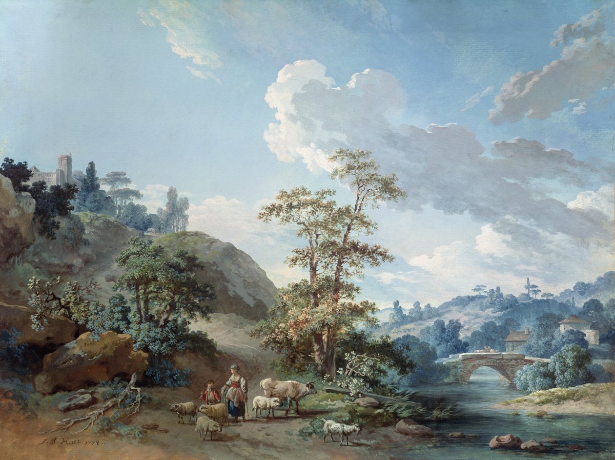 Bro i en dal, 1778 (gouache) af Jean Baptiste Huet