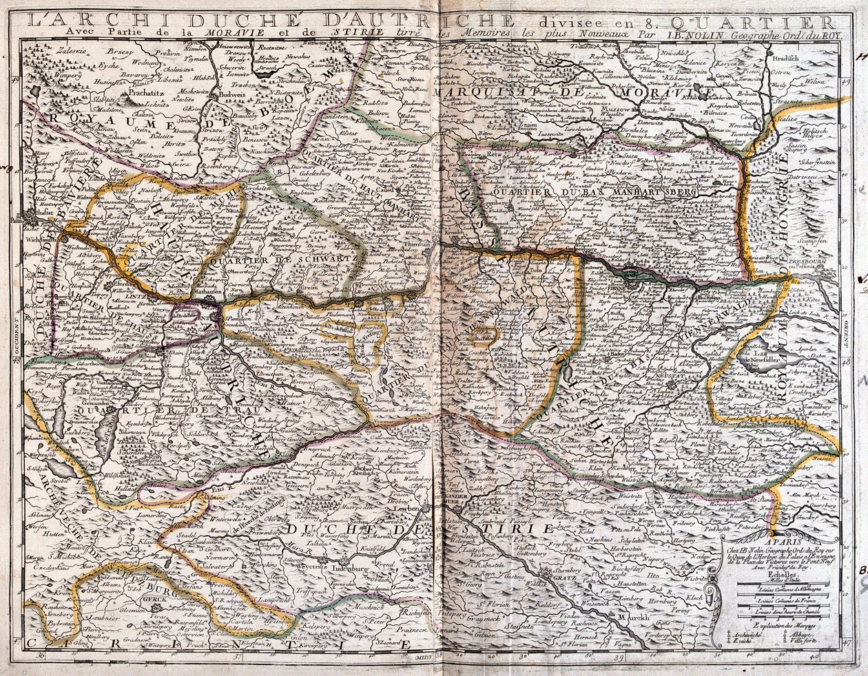 Kort over Østrig (gravering af Jean Baptiste Nolin