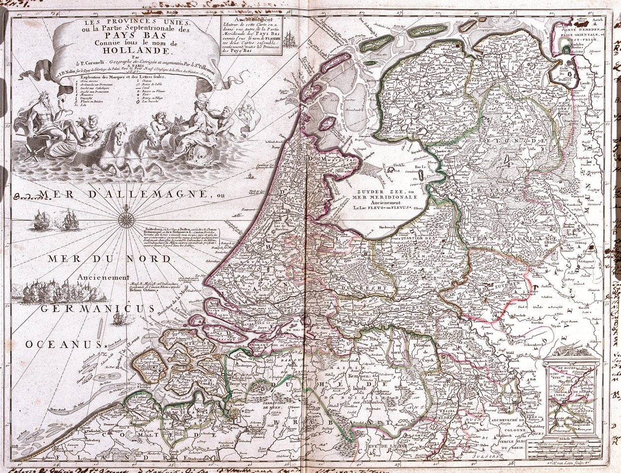 Kort over Holland (gravering af Jean Baptiste Nolin