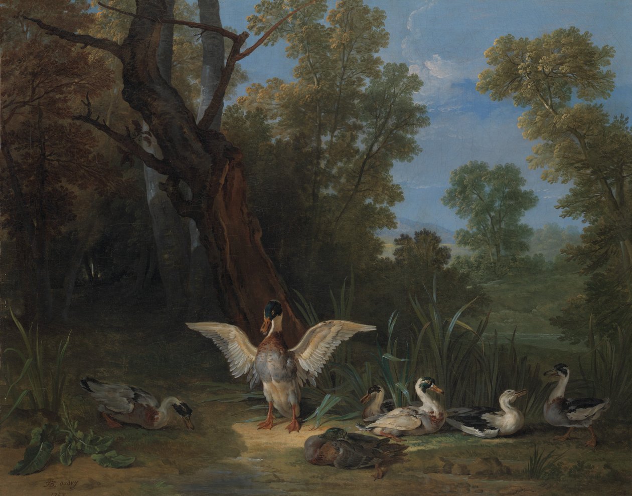Ænder hviler i solskin, 1753. af Jean Baptiste Oudry