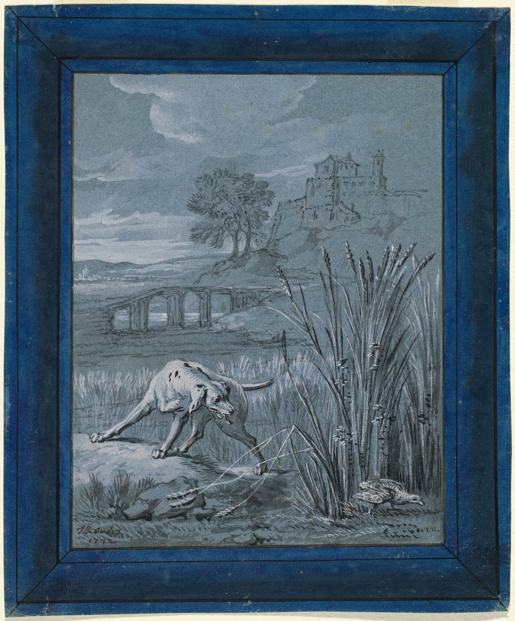 Agerhønen redder hendes unge af Jean Baptiste Oudry