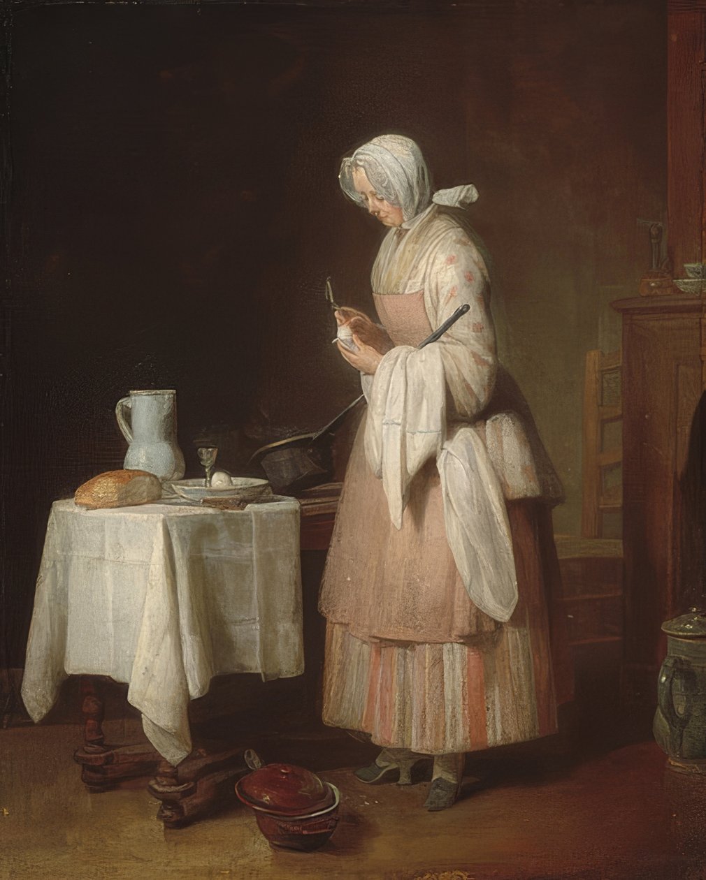 Den opmærksomme sygeplejerske. 1747 af Jean Baptiste Simeon Chardin