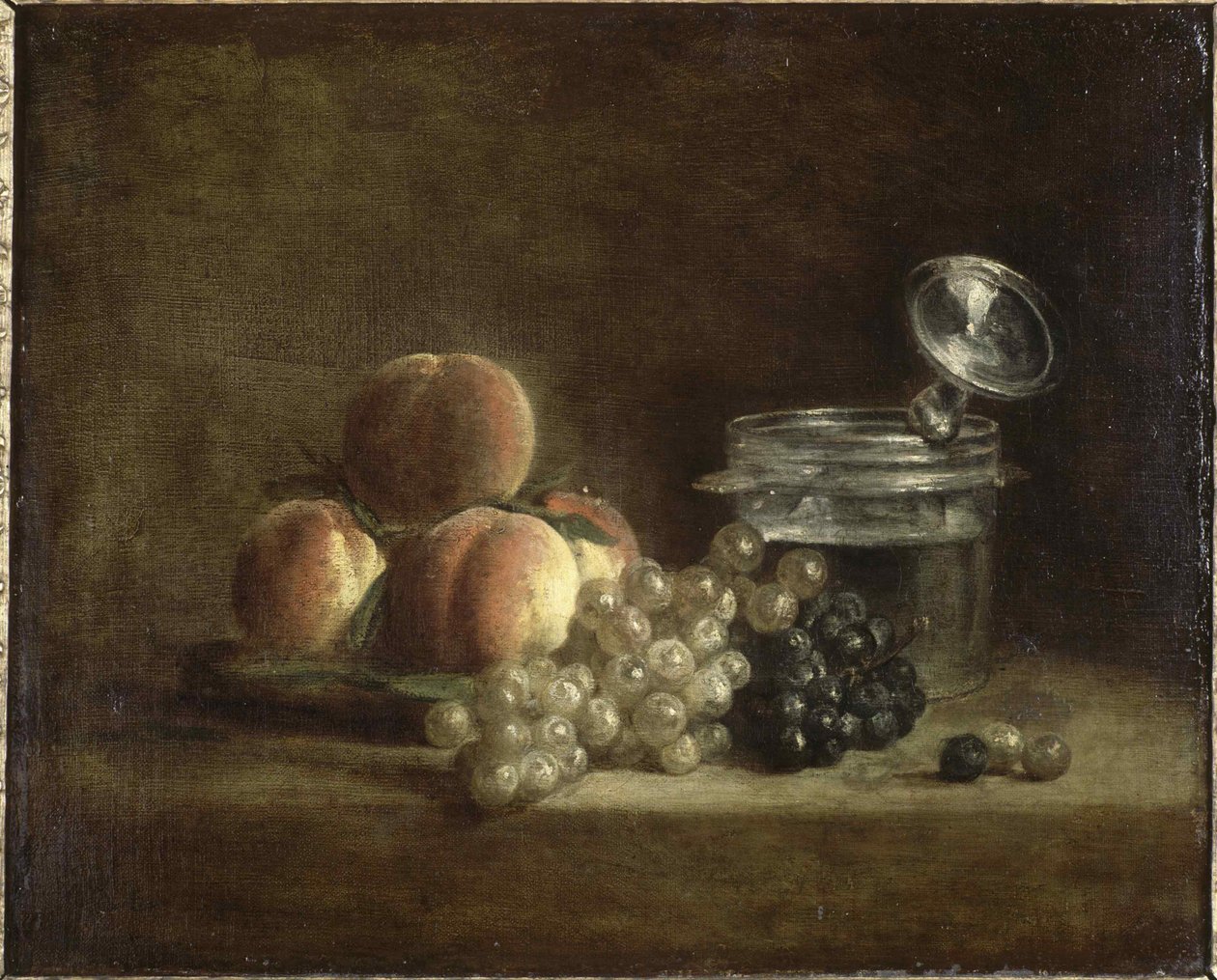 Ferskner og druer. af Jean Baptiste Simeon Chardin