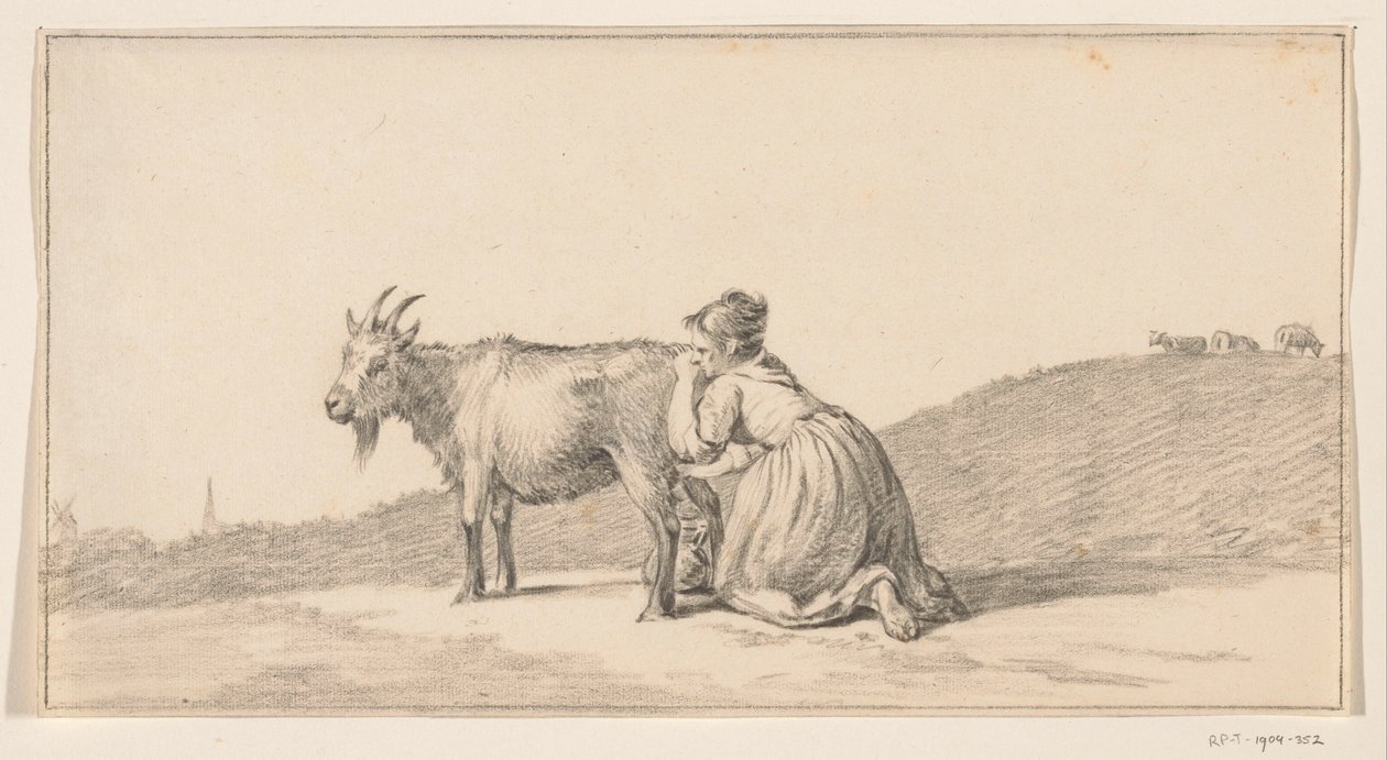 Kvinde malker en ged af Jean Bernard