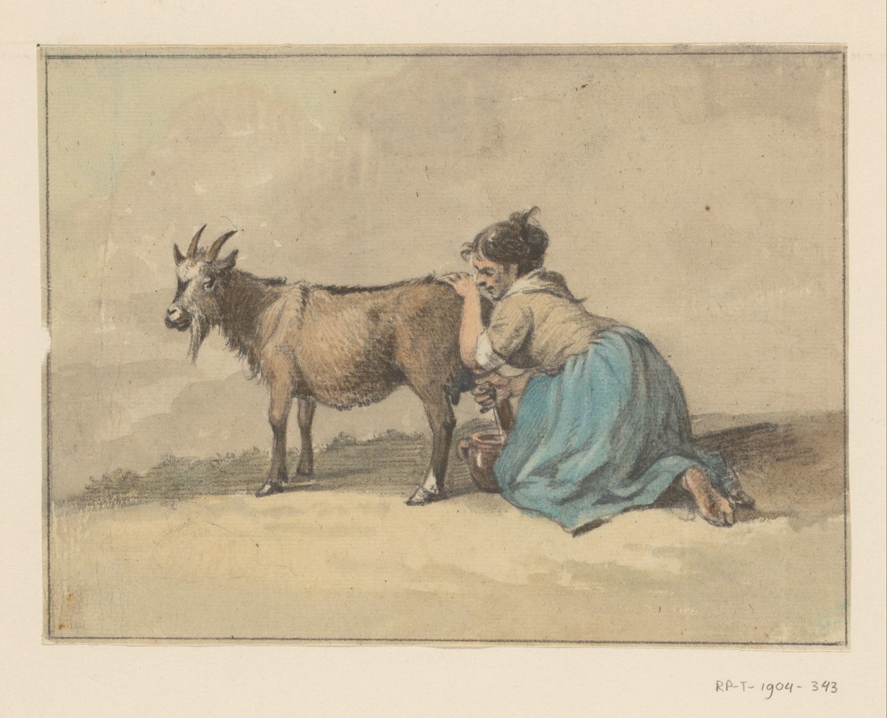 Kvinde malker en ged af Jean Bernard