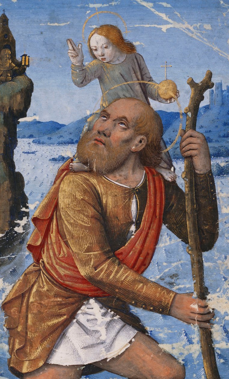 Sankt Christopher, ca. 1490-1500 af Jean Bourdichon