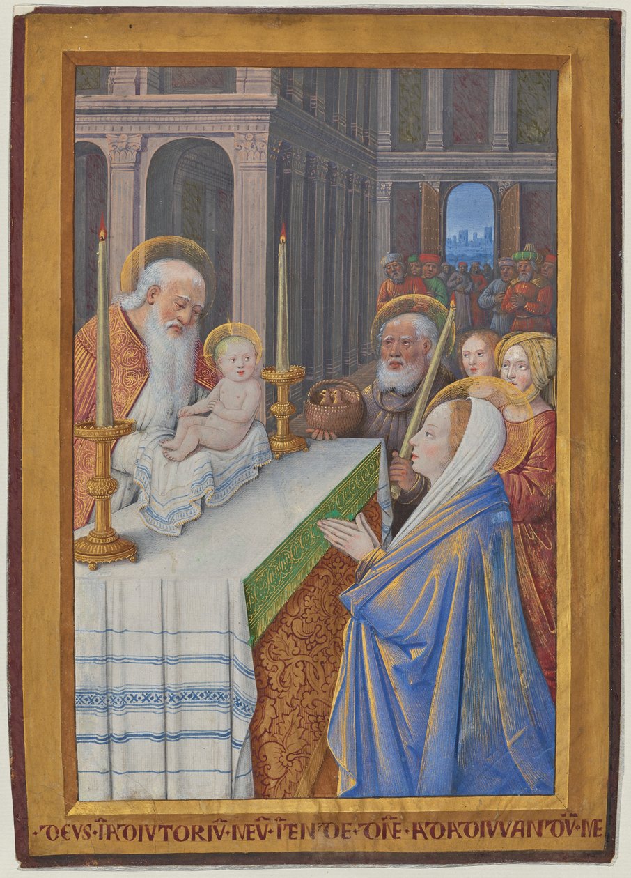 Præsentationen i templet af Jean Bourdichon