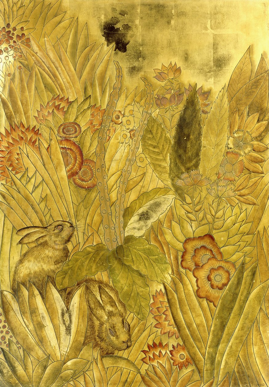 Kaniner og Blomster; Kaniner og blomster af Jean Dunand