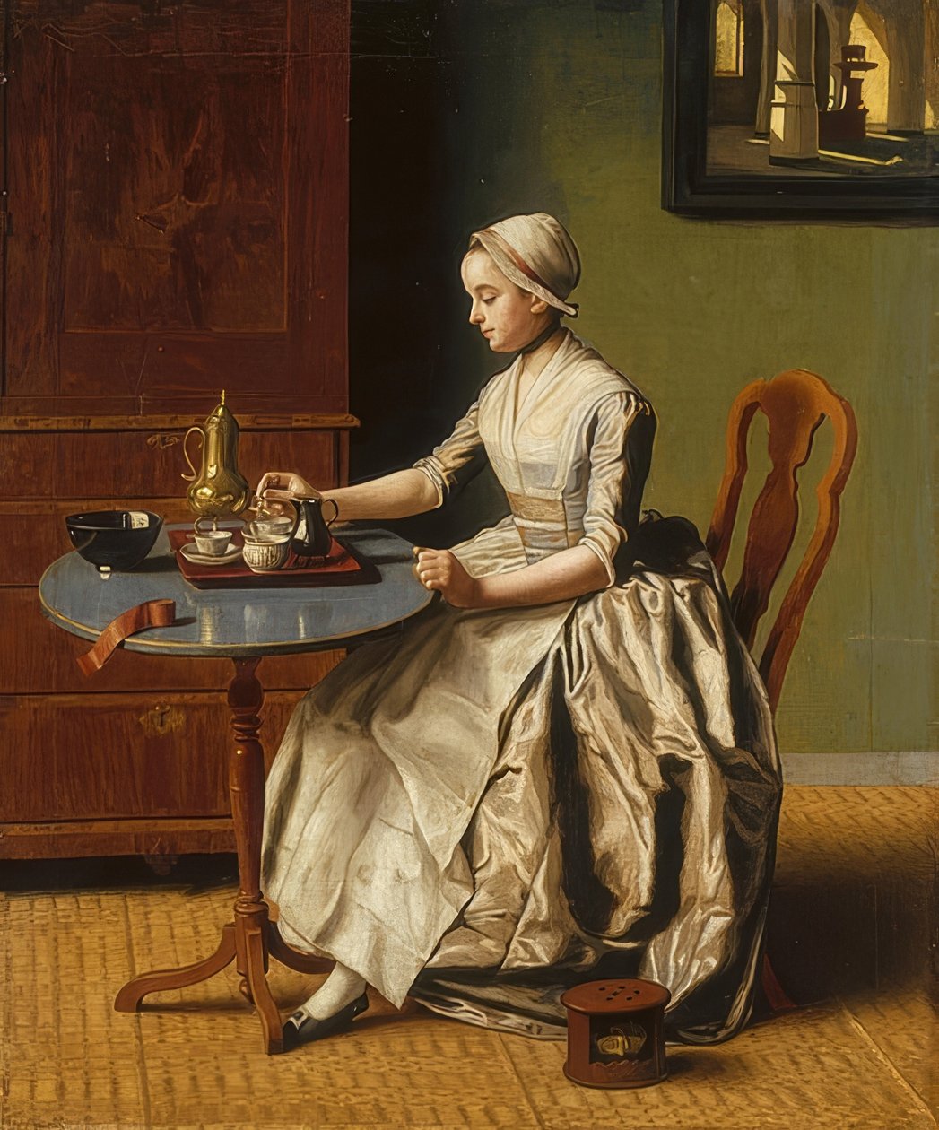 Chokoladepigen (La Chocolatière). Omkring 1745 af Jean Étienne Liotard