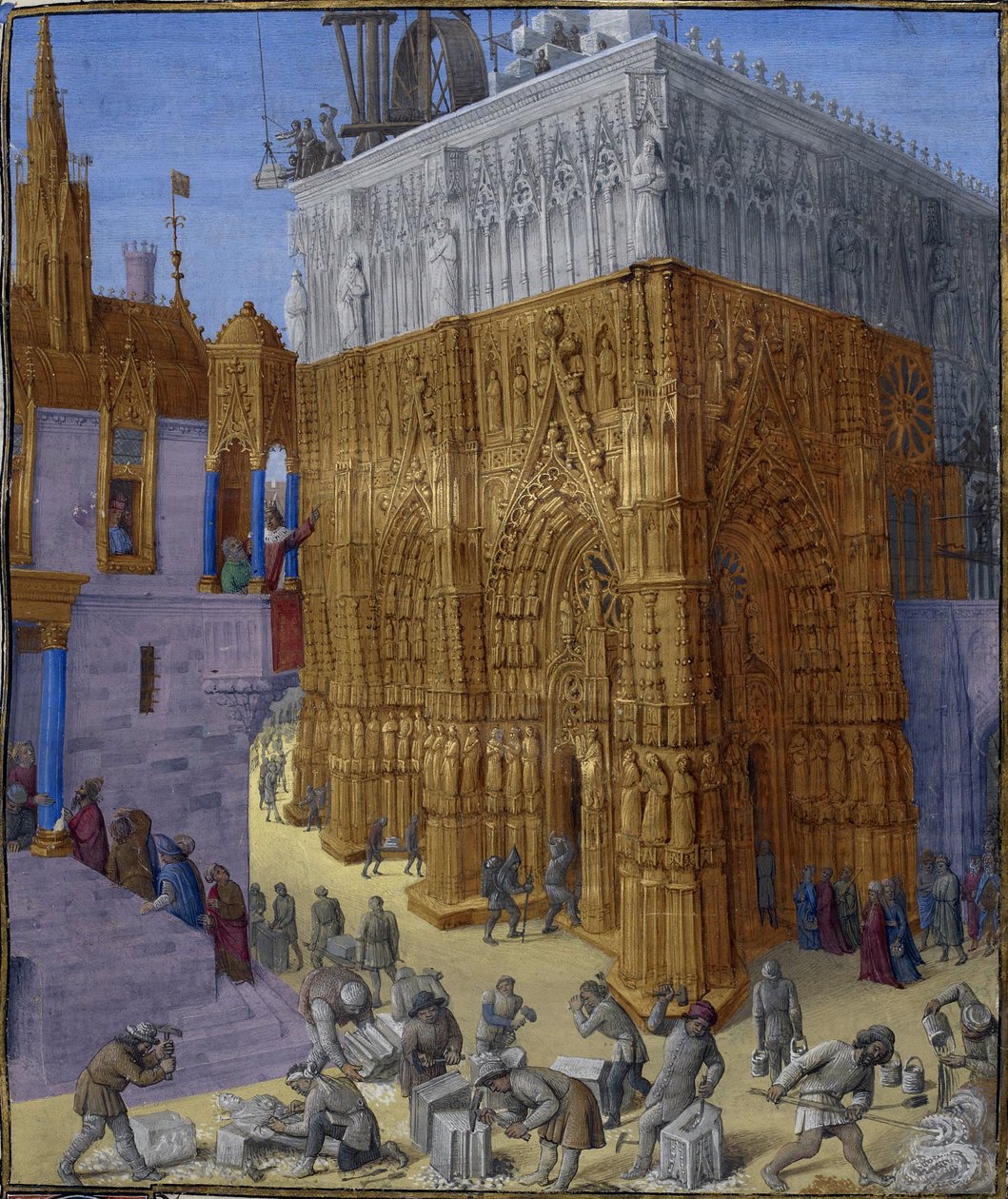 Opførelse af templet i Jerusalem af Jean Fouquet