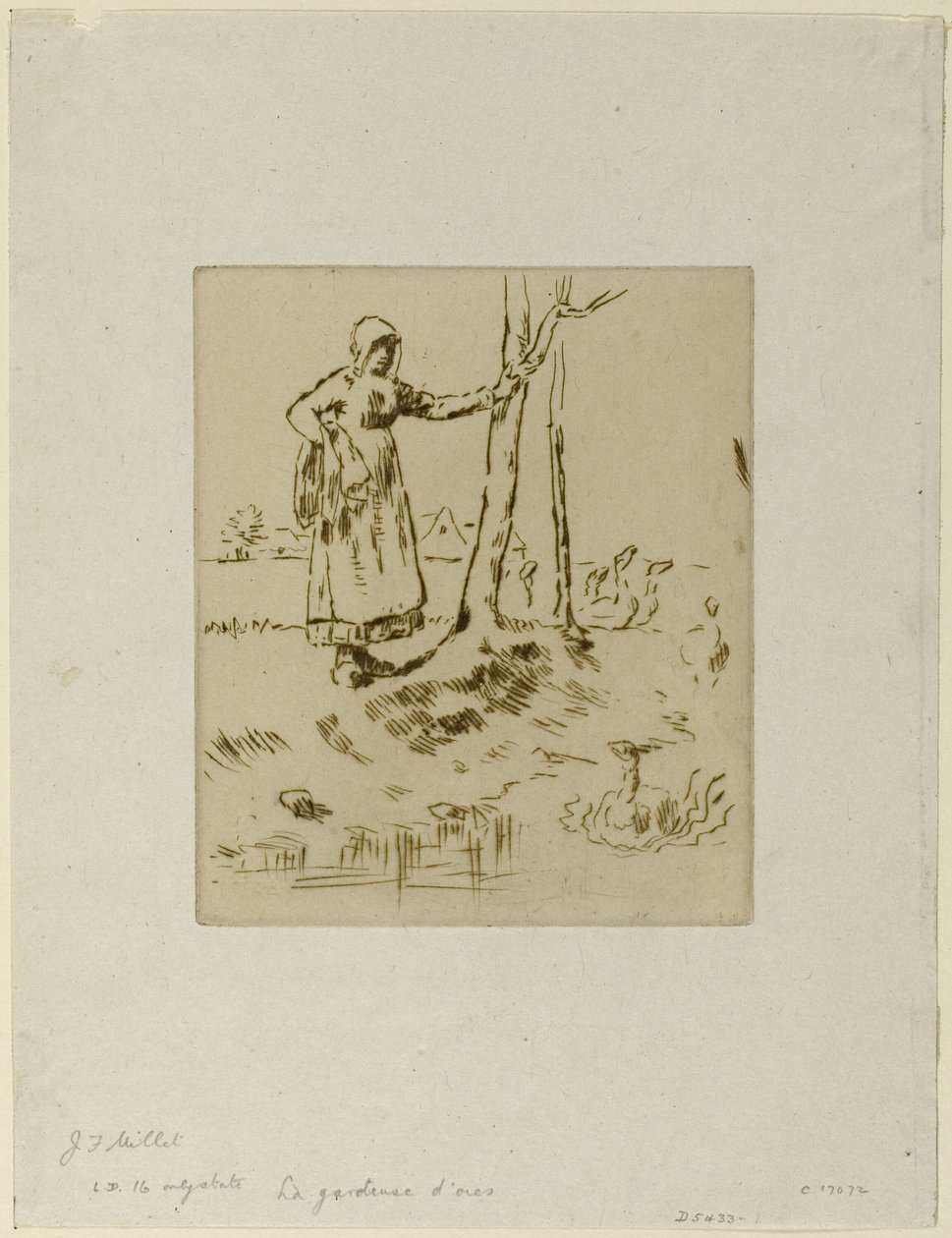 En pige, der passer gæs af Jean Francois Millet