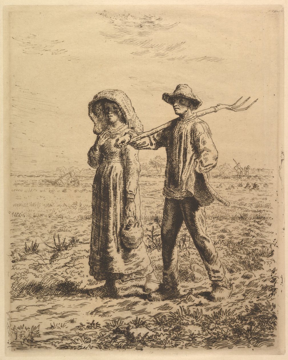 Bønder på vej på arbejde, 1863. af Jean Francois Millet