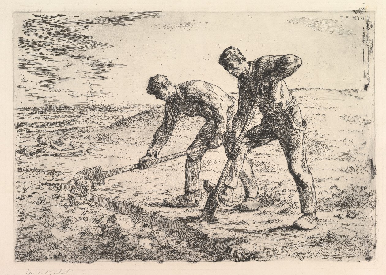 The Diggers, 1830-75. dani af Jean Francois Millet