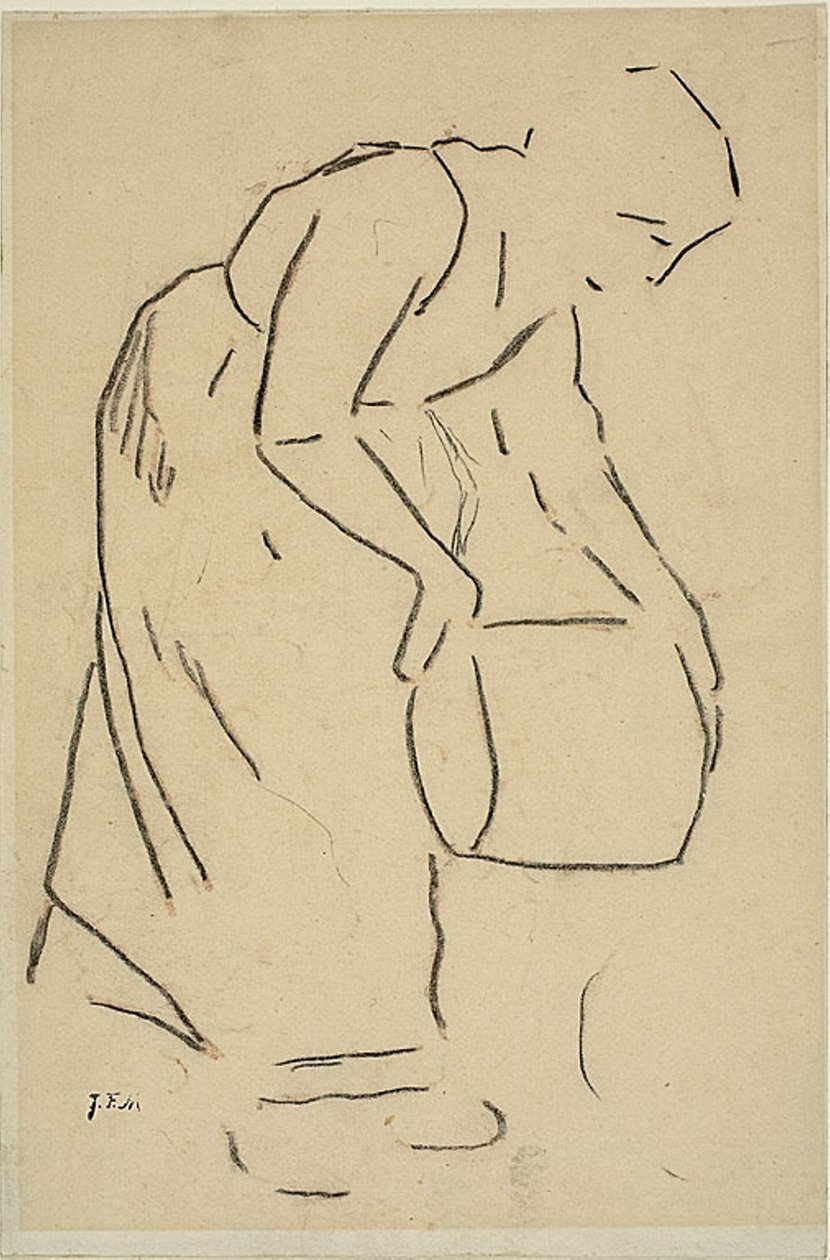 Kvinde tømmer en spand af Jean Francois Millet