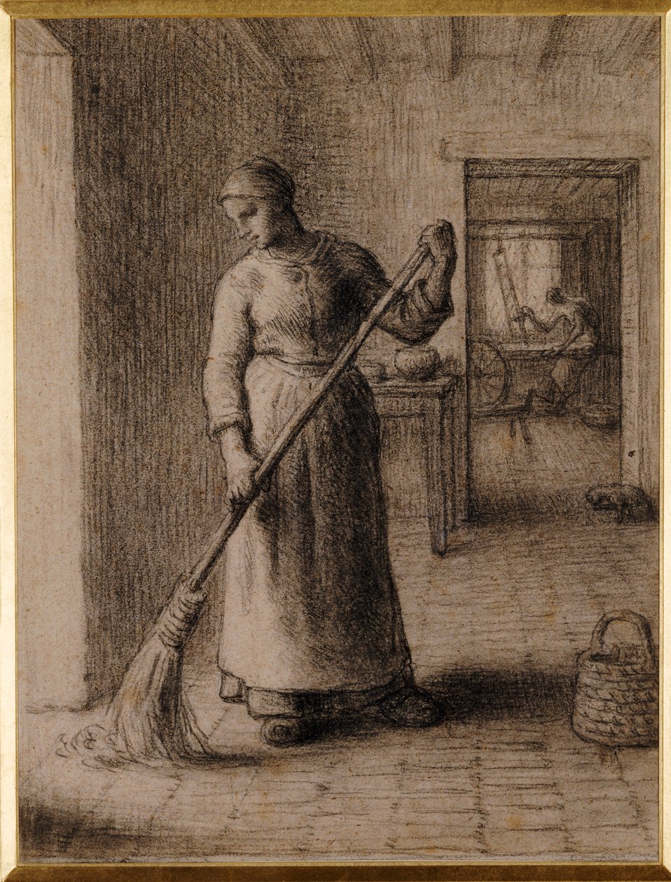 Kvinde fejer sit hjem af Jean Francois Millet