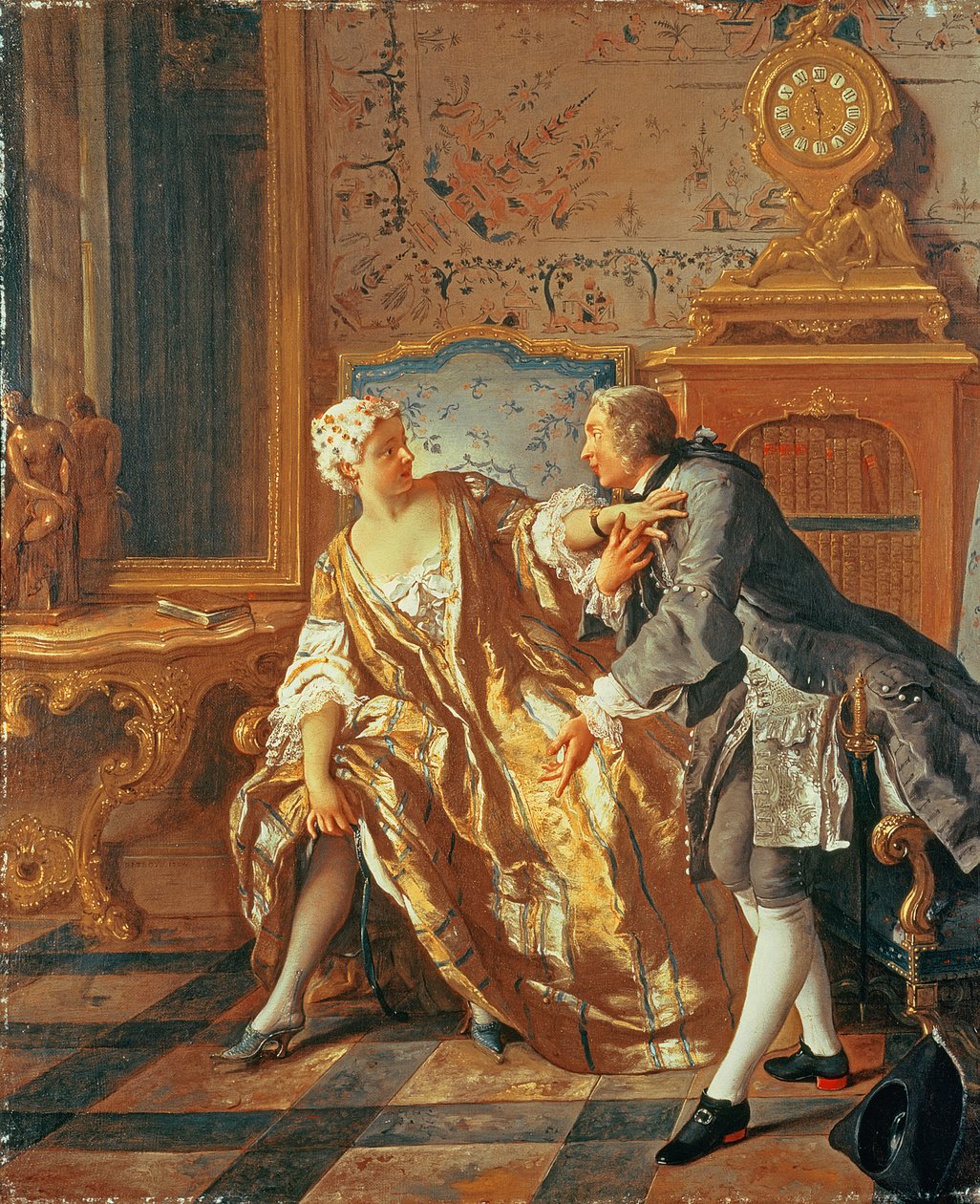 Strømpebåndet (olie på lærred) af Jean François de Troy