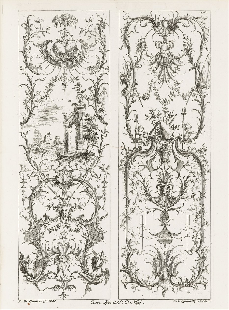 To opretstående paneler af Jean François Cuvilliés