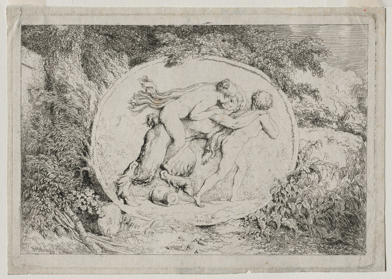 Bacchanals: Nymfe ligger den satire af Jean Honore Fragonard