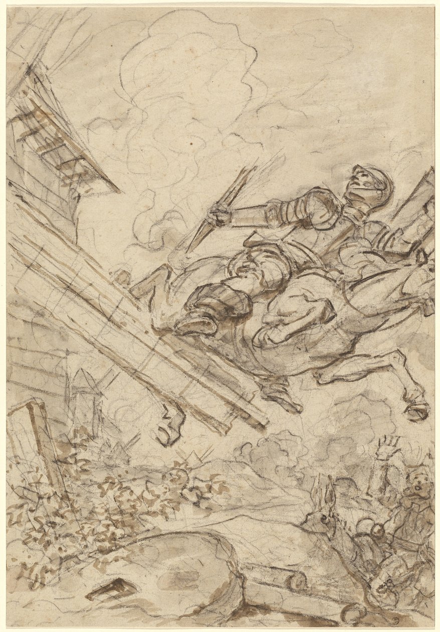 Don Quixote angriber vindmøllen af Jean Honore Fragonard