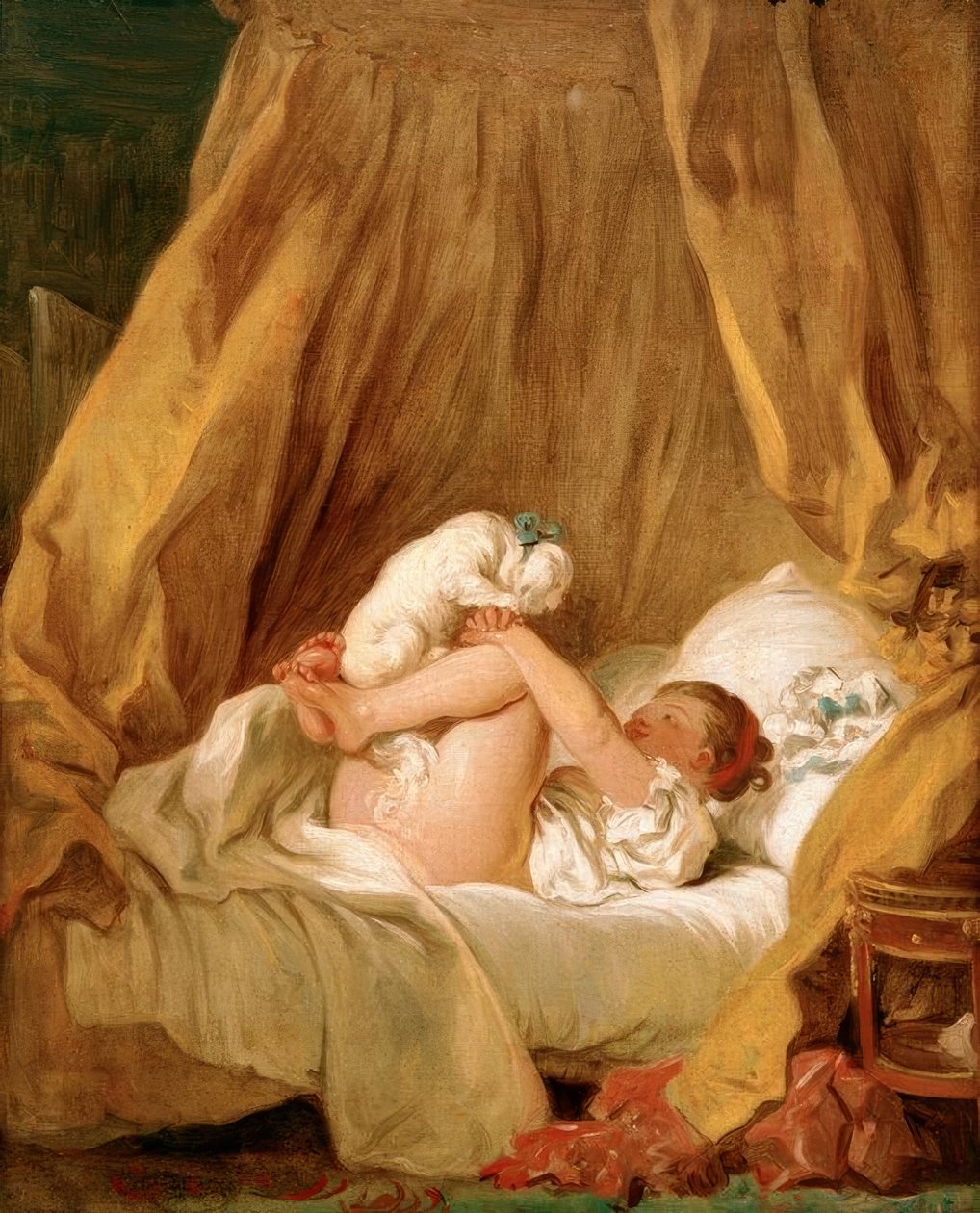 Pige med hund af Jean Honore Fragonard