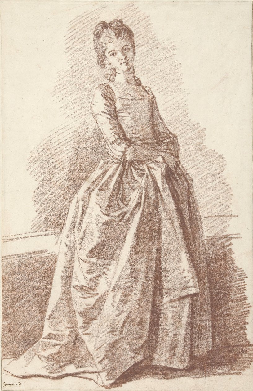 Ung kvinde stående, med ansigtet af Jean Honore Fragonard