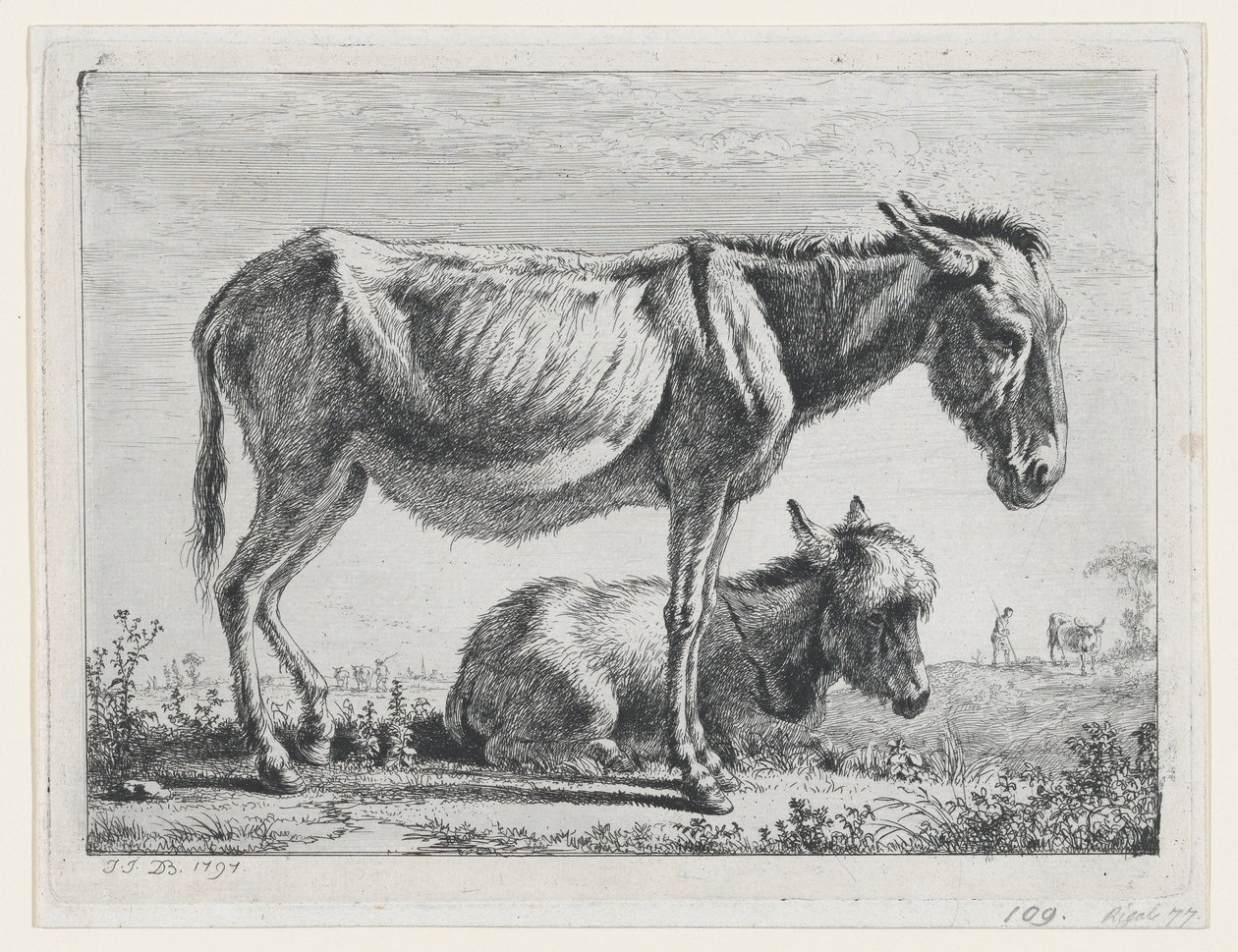 Jenny med sit føl, 1797. af Jean Jacques de Boissieu