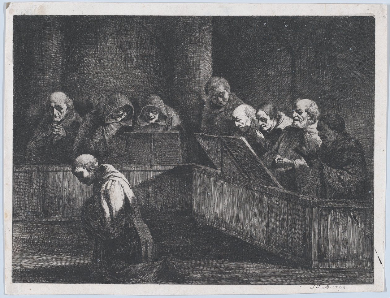 Munke sang, 1795. af Jean Jacques de Boissieu
