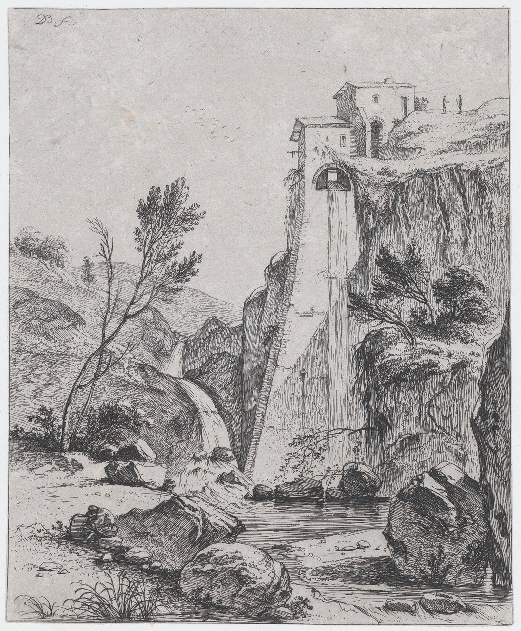 Vandfald efter Breenberg, 1764. af Jean Jacques de Boissieu