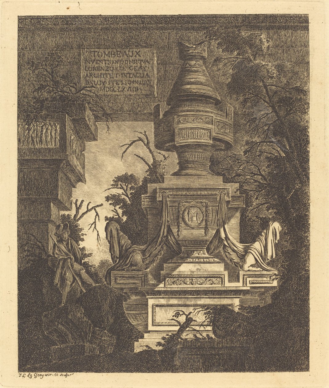 Frontispice til "Views of Tombs" af Jean Laurent Legeay