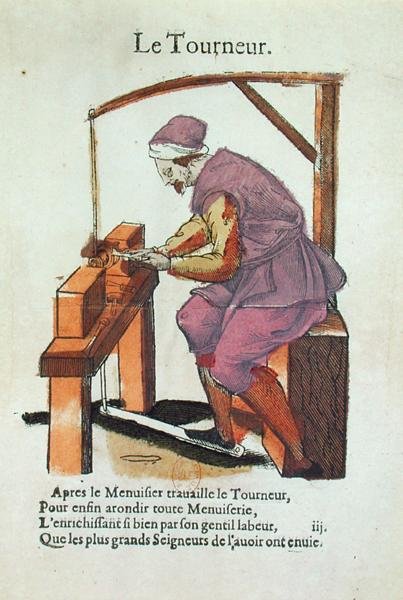 The Wood Turner (farvegravering) af Jean Leclerc