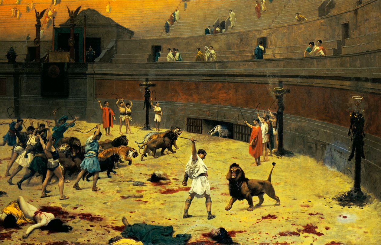 The Retreating Lions, 1902 af Jean Leon Gerome